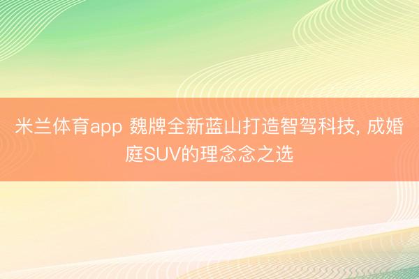米兰体育app 魏牌全新蓝山打造智驾科技, 成婚庭SUV的理念念之选