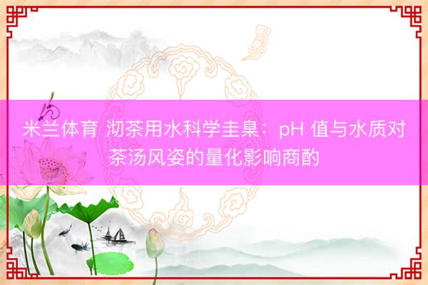 米兰体育 沏茶用水科学圭臬：pH 值与水质对茶汤风姿的量化影响商酌