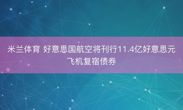 米兰体育 好意思国航空将刊行11.4亿好意思元飞机复宿债券