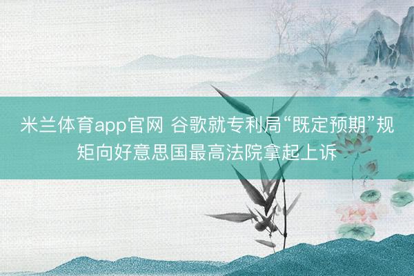 米兰体育app官网 谷歌就专利局“既定预期”规矩向好意思国最高法院拿起上诉